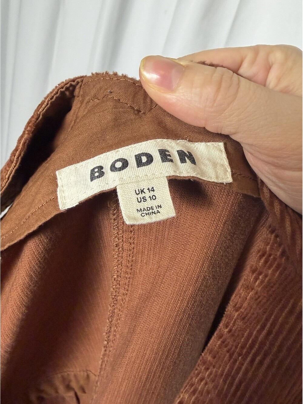 Boden Corduroy Chocolate Brown Relaxed Straight Leg Overalls. Size 10. $188 - Picture 8 of 9